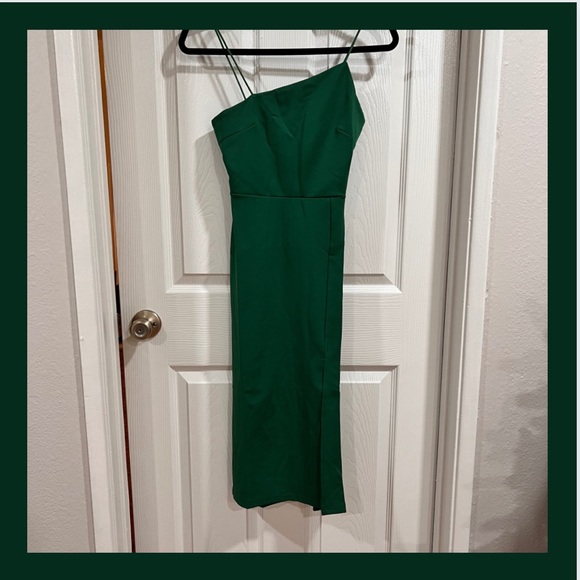 Green size Medium spaghetti strap midi dress, front slit. EXCELLENT CONDITION! - Picture 1 of 7